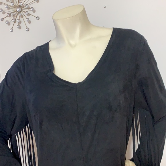 ASHLEY STEWART Faux Suede Fringe Long Sleeves - Picture 3 of 7